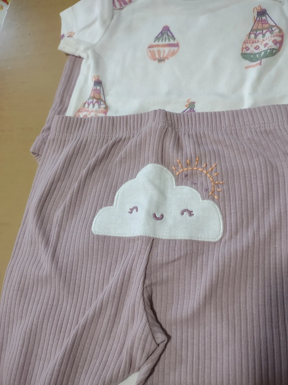Carter's 9MO. Girls' Mauve 3.Pc. Hot Air Balloon Print Bodysuit Set